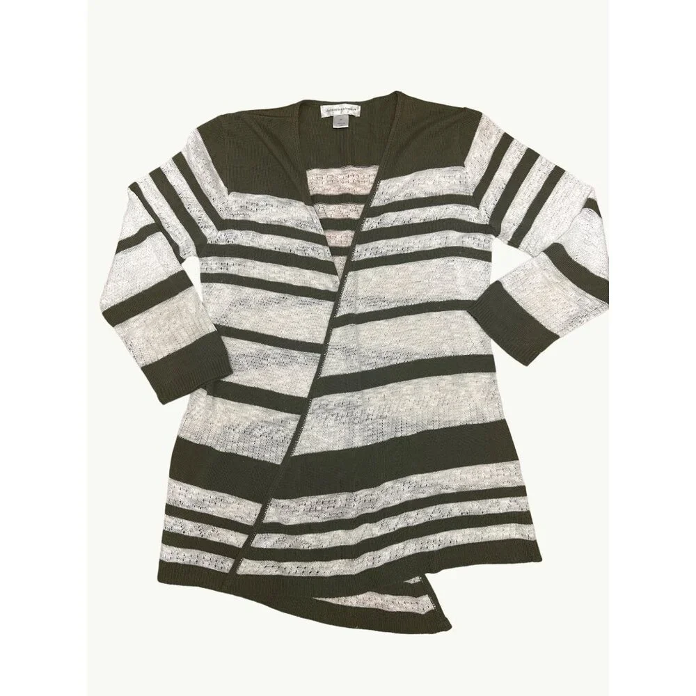 Christopher & Banks Womens Striped Cardigan Open Front Sweater M - Picture 8 of 8